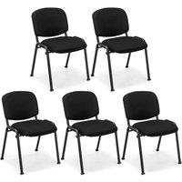 Gymax 5-Pack Conference Chair Stackable Office Chair Set With Padded Cushion in Black