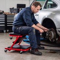 Costway 2-in-1 Rolling Folding Z Creeper Seat 40 Inch Roller Garage Chair in Red