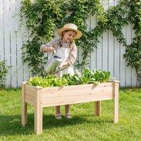 Costway 80 kg Heavy-Duty Elevated Planter Box Wooden Raised Garden Bed w/ Legs in Natural
