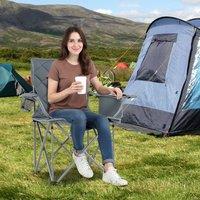 Costway Oversized Camping Chair Heavy Duty Outdoor Folding Chair in Grey