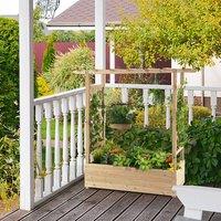 Costway Raised Garden Bed with Arch Trellis & Hanging Roof in Natural