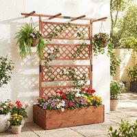 Costway 183cm Raised Garden Bed Privacy Screen Wooden Planter Box in Brown