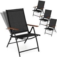 Costway 4PCS Folding Patio Chairs Garden Dining Chairs w/5-Position Backrests in Black