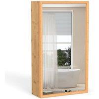 Costway Bathroom Wall Cabinet Bamboo Medicine Cabinet w/Mirror & 2 Shelves in Natural