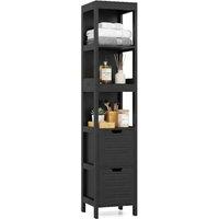 Costway Bathroom Storage Cabinet Narrow Floor Cabinet w/2 Drawers & 3 Shelves in Black