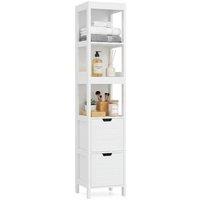 Costway Bathroom Storage Cabinet Narrow Floor Cabinet w/2 Drawers & 3 Shelves in White