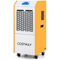 Costway 110L/Day Commercial Dehumidifier w/Pump Wheels Industrial Dehumidifier in Yellow