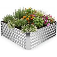 Costway Galvanized Raised Garden Bed Outdoor Rectangular Planter Box in Silver