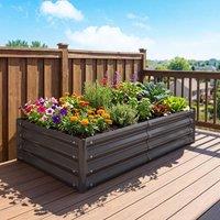 Costway Galvanized Raised Garden Bed Outdoor Metal Planter Box 123 x 64 x 29CM in Grey | Size: 123 x 64 x 29 cm