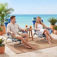 Costway 2PCS Beach Chairs Set Portable Folding Backpack Recliners w/ Headrest