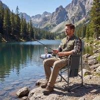 Costway Folding Camping Chair Padded Portable Directors Chair w/ Side Table in Black