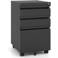 Costway 3-Drawer Mobile File Cabinet Rolling Metal Filing Cabinet w/2 Keys in Black
