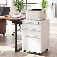 Costway 3-Drawer Mobile File Cabinet Rolling Metal Filing Cabinet w/2 Keys in White