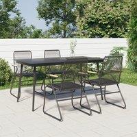 Berkfield Home 5 Piece Garden Dining Set Black PVC Rattan