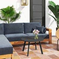 STILVORA Round Coffee Table 70cm with Metal Frame Black
