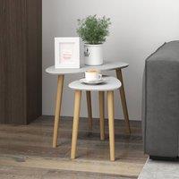STILVORA Nesting Coffee Tables Set of 2 with Wooden Legs in White