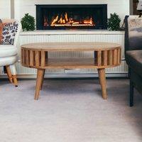 STILVORA Coffee Table with Shelf Solid Wood Brown