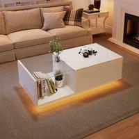 STILVORA Coffee Table with Lift-Up Top, LED & Storage White