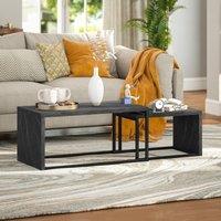 STILVORA Nest of 2 Coffee Tables with Metal Frame in Dark Grey