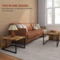 STILVORA Nest of 2 Coffee Tables with Metal Frame Rustic Brown