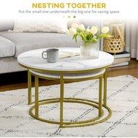 STILVORA Round Nesting Coffee Table Set of 2 with Metal Frame in White