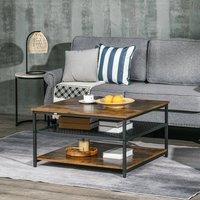 STILVORA Coffee Table with 3-Tier Storage Shelves Rustic Brown