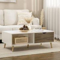 STILVORA Coffee Table with 2 Drawers & Open Shelves White