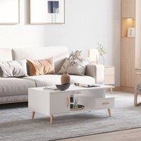 STILVORA Coffee Table with Drawer & Cabinet Storage White
