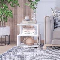 STILVORA Side Table with 2 Tier Open Shelves White