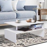 STILVORA Coffee Table with 2 Tier Storage Shelf White