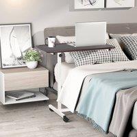 STILVORA Height Adjustable Overbed Table with Wheels Brown