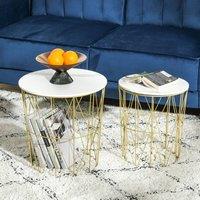 STILVORA Set of 2 Round Nesting Side Tables with Storage White