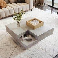STILVORA Coffee Table with Removable Storage Box 72cm Concrete Grey