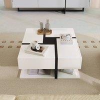 STILVORA Coffee Table 4 Drawer with Lower Shelf in Black & White