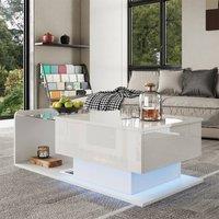STILVORA Lift-Top Coffee Table with Storage & LED, White
