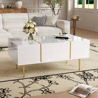 STILVORA Coffee Table with 2 Drawers in White High Gloss