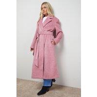 Oasis Women's Brushed Belted Coat in Pink | Size: 18