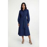 Wallis Women's Cotton Lace Detail Shirt Dress in Navy | Size: 18