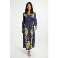 Wallis Women's Floral Lace Trim Midi Dress in Navy | Size: 10