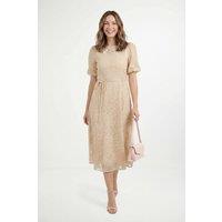 Wallis Women's Petite Burn Out Floral Organza Midi Dress in Cream | Size: 14