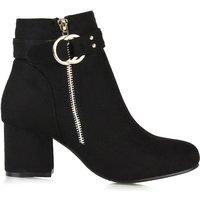 XY London Women's 'Lakesha' Mid Block Heel Ankle Boots in Jet Black | Size: 4