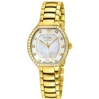 Gevril Women's Lugano Swiss Diamond White MOP Dial IPYG Bracelet Watch in Gold