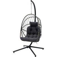 Living and Home Swing Hanging Egg Chair with Cushion and Headrest in Grey