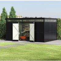 Living and Home Metal Garden Tool Shed in Black