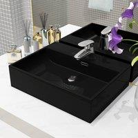 Berkfield Home Basin with Faucet Hole Ceramic Black 51.5x38.5x15 cm