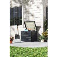 H&O Direct 200L Metal Outdoor Garden Storage Box Lockable in Grey