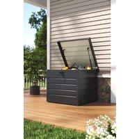Living and Home 200L Metal Outdoor Garden Lockable Storage Box in Dark Grey