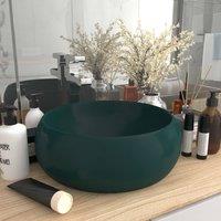 Berkfield Home Luxury Wash Basin Round Matt Dark Green 40x15 cm Ceramic