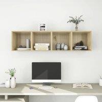 Berkfield Home Wall Cabinets 4 pcs Sonoma Oak 37x37x37 cm Engineered Wood in Brown | Size: 37 x 37 x 37 cm