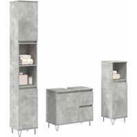 Berkfield Home 3 Piece Bathroom Furniture Set Concrete Grey Engineered Wood